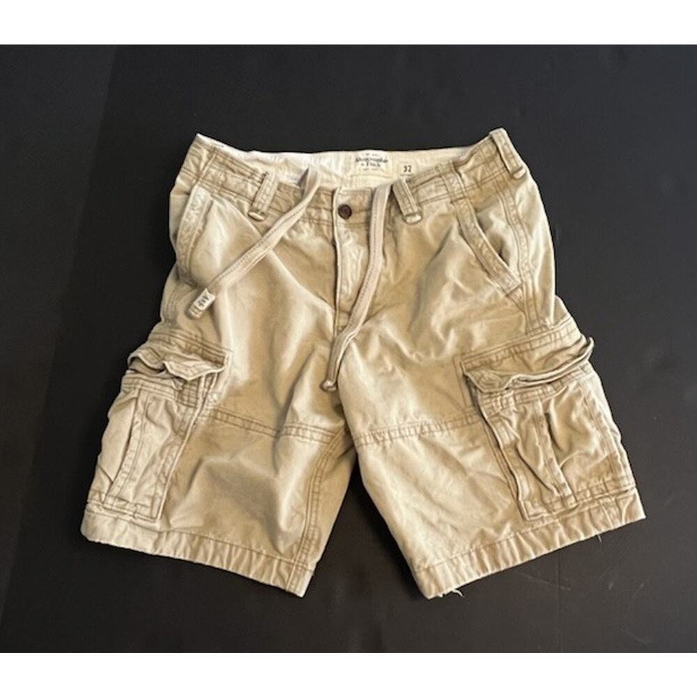 Y2K Abercrombie Fitch Button Fly Paratrooper Heavy Cargo Shorts Size 32
